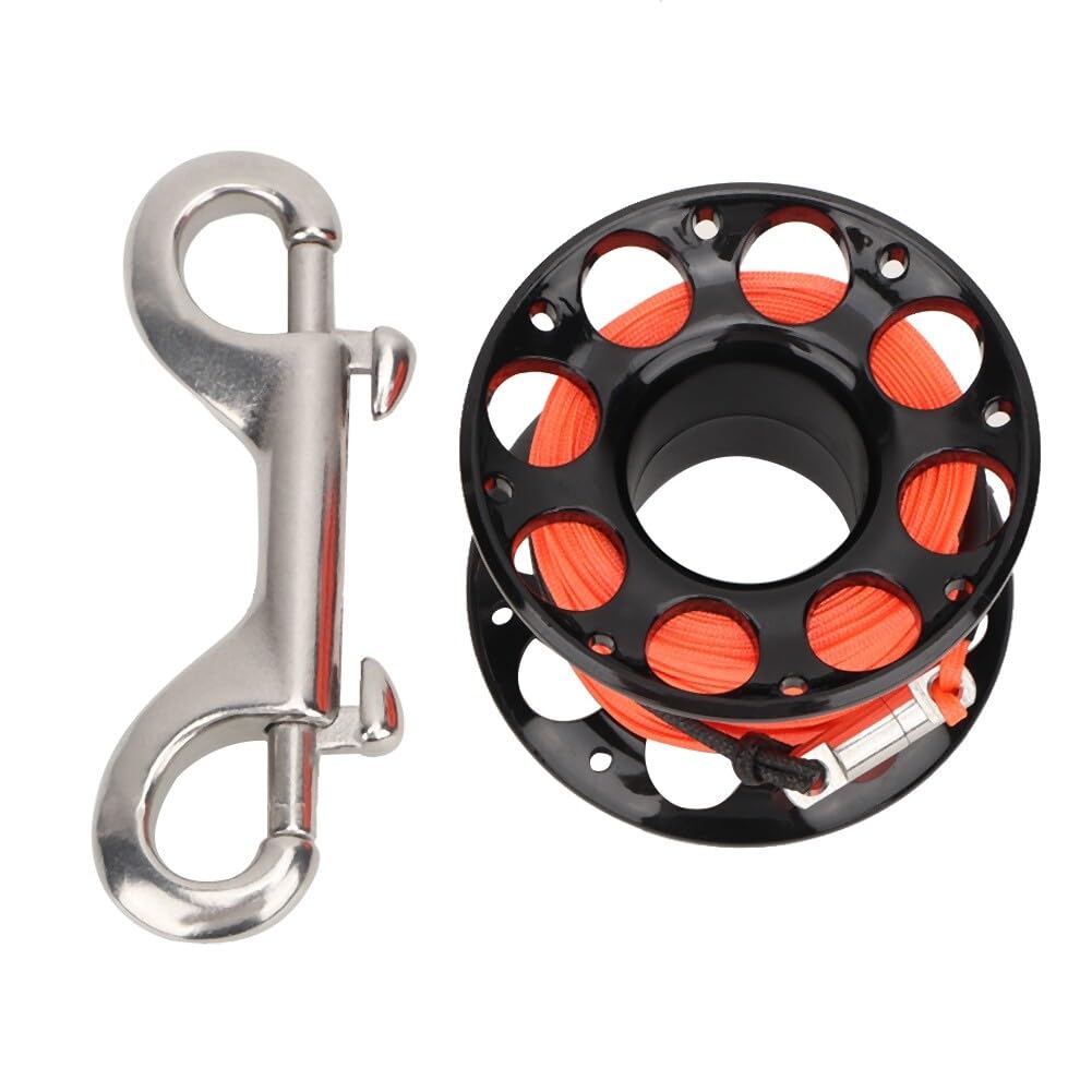 NCONCO Mulinello da dito, bobina da immersione, bobina da 15 m, in plastica resistente, accessorio subacqueo (nero)