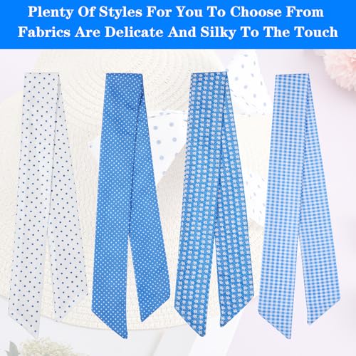 4PCS Purse Scarf for Handbags, Scarves for Sags, Hair Scarves, Neck Scarf, Women's Fashion Accessories for Handbags And Wallets (Blue, White)4
