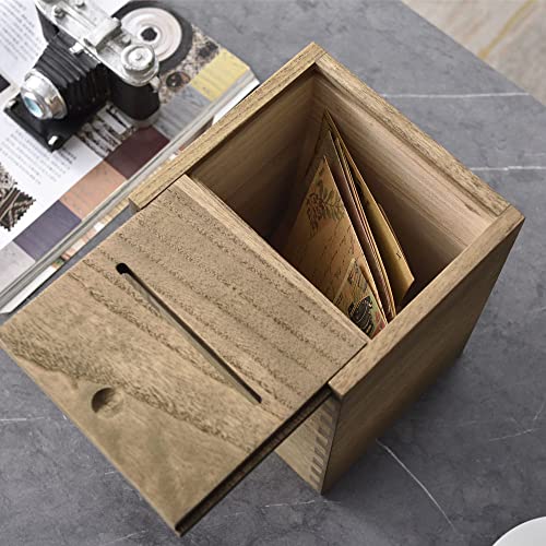 Kirigen Wooden Suggestion Box - Donation And Ballot Box Wall Mounted Comment Collection Box With Lock And 2 Keys For School, Office, Hospital Dark Brown #TOP3