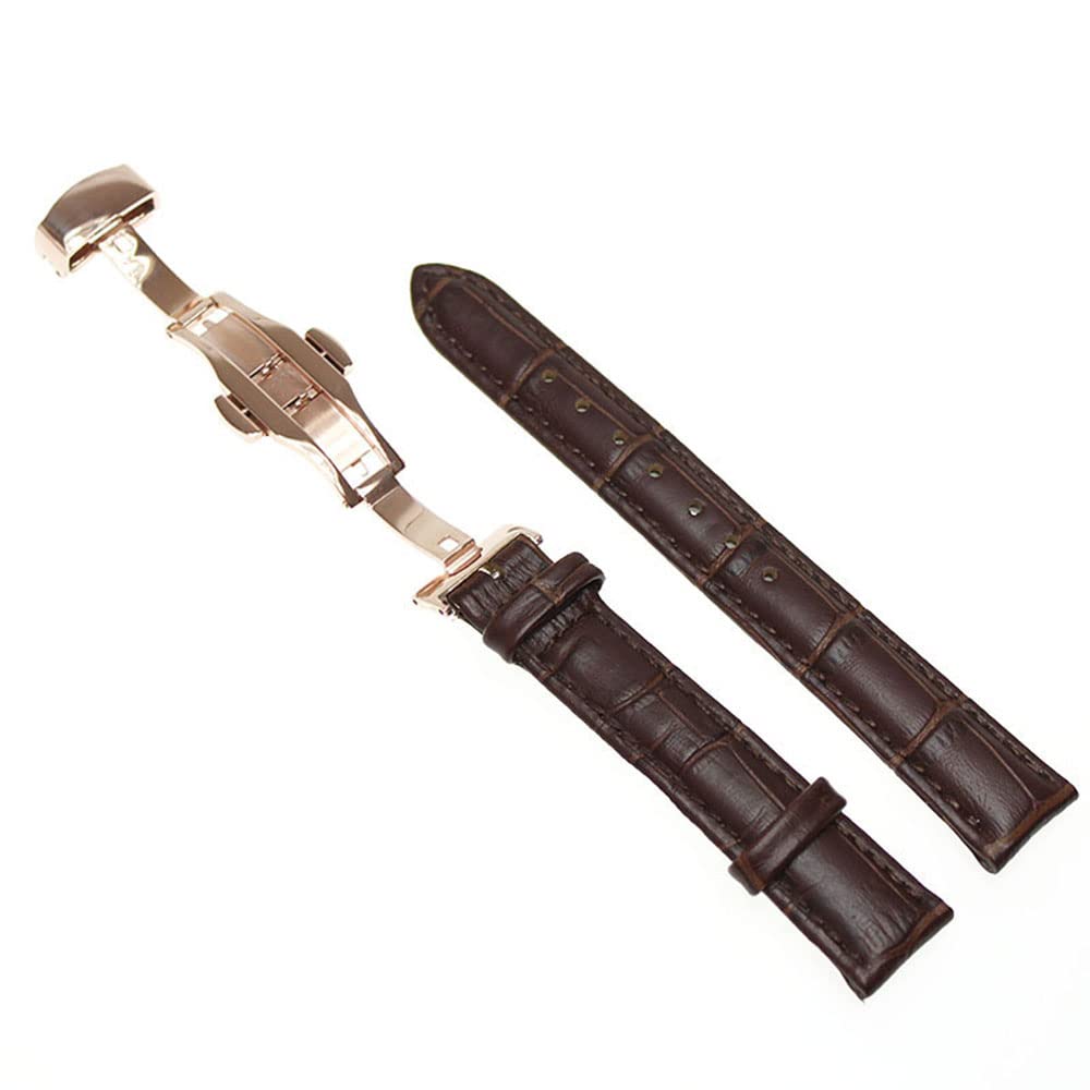 RECHERE Alligator Crocodile Grain Leather Watch Band Strap Push Button Deployment Clasp