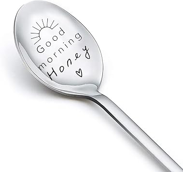 Good Morning Honey Spoon Gifts for Women Men Graduation Birthday Gifts for Boyfriend Girlfriend Best Friends Gifts for Friends Female Male Engraved Anniversary Christmas Gifts for Couples Husband Wife