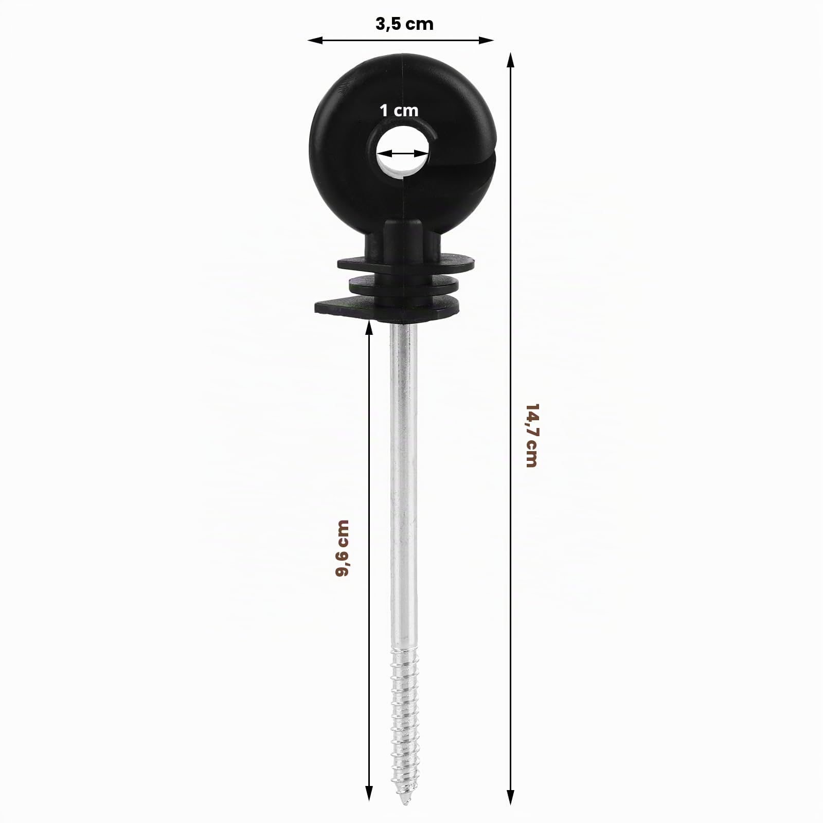 AKOLAFE Lot de 50 isolateurs de clôture électrique à vis dans les anneaux de clôture électrique à vis longues en maille métallique isolateur de poteau en bois pour cordes, fils et brins