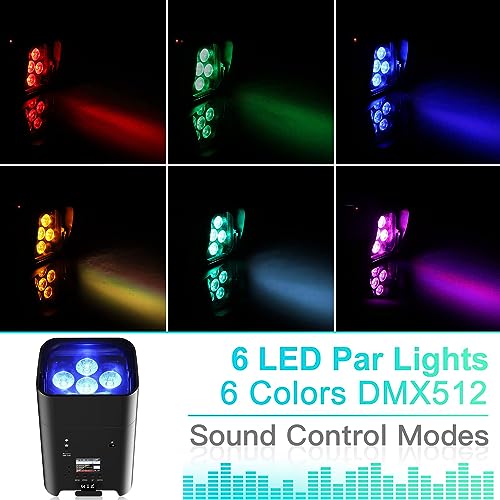 Uplighting senza fili RGBWA+UV con APP, telecomando e controllo DMX, schermo LCD, alimentato a batteria per spettacoli DJ, matrimoni, eventi