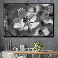 Framed Canvas Wall Art Black and White Flower Canvas Prints Home Artwork Decoration for Living Room,Bedroom - 16x24 inches