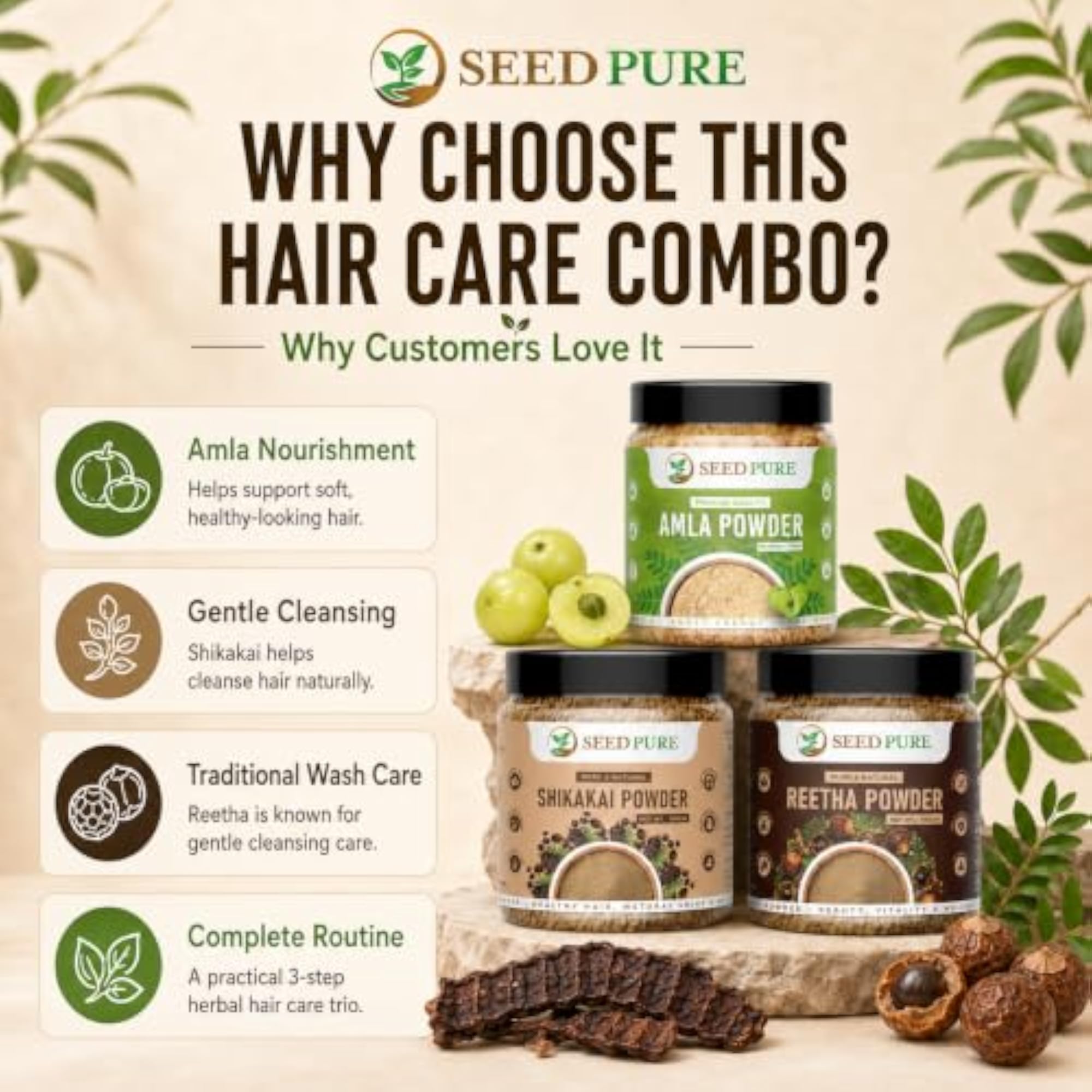 Omorose Shikakai Amla Reetha Powder for Hair