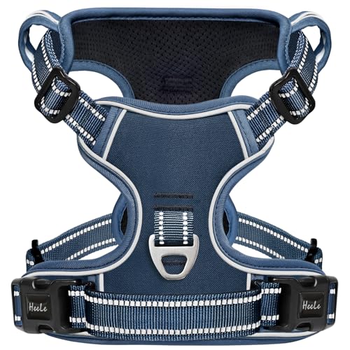 HEELE Dog Harness for Large Dogs No Pull Dog Vest Harness for Large Dog with Soft Padded Handle Reflective for Outdoor Training, Royal Blue, XL