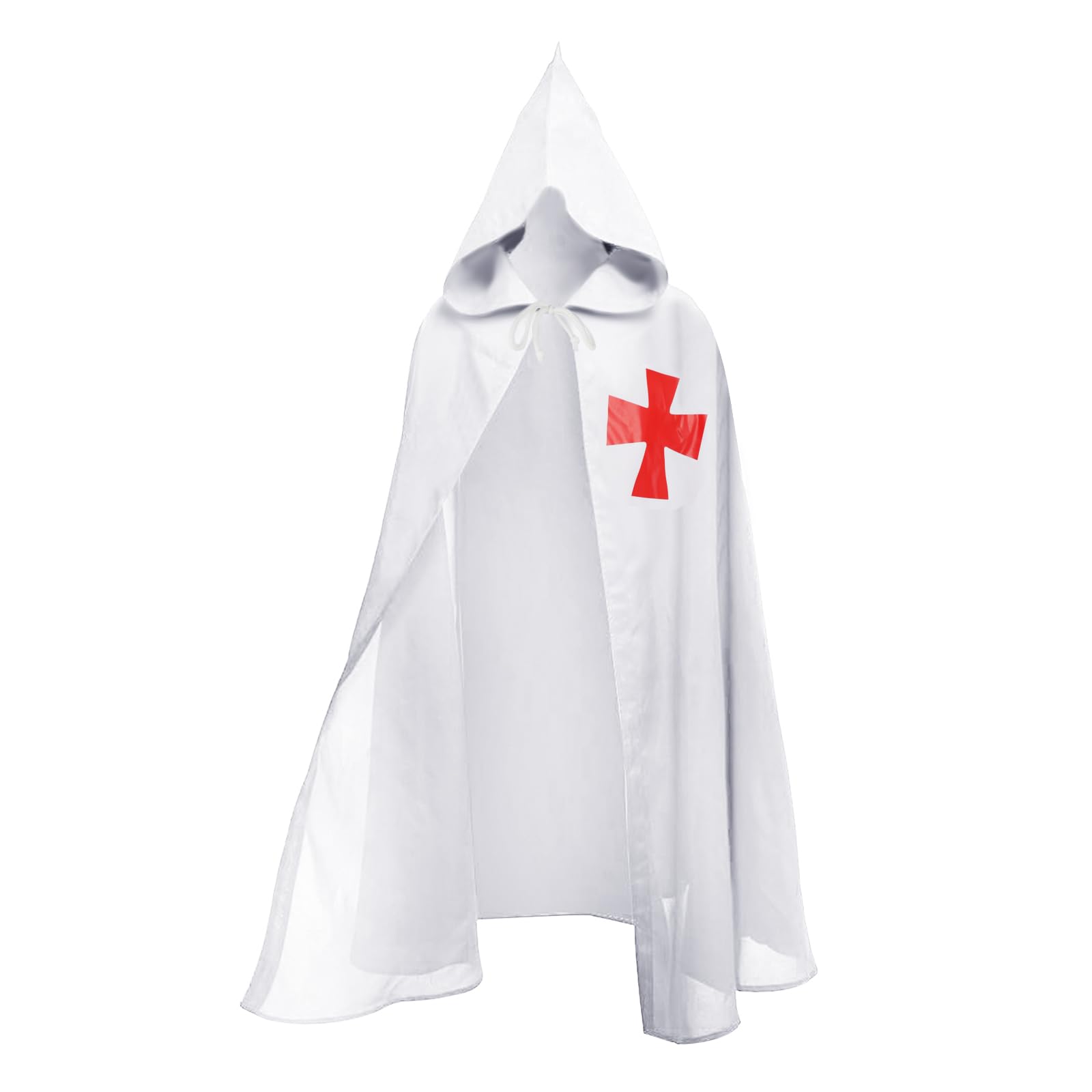 Mittelalter Ritter Umhang mit Kapuze Kostüm Tempelritter Kreuzritter Umhang Fasching Cospaly LARP Tempel Hospitaller Mantel Cloak mit Kreuz，Verkleidung Damen Herren