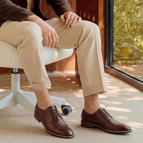 Image of Men Dress Shoes Formal Lace Up Latex Insole Oxford Business Wedding Leather Derby Shoe