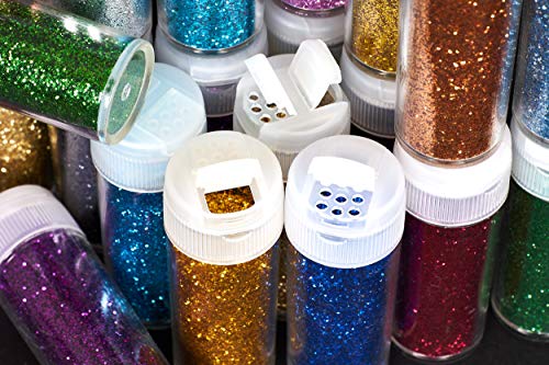 perfect ideaz • 24 x 10g (240g) Glitzerpulver bunt, Glitter-Puder in 24 Farben, Bastel-Staub in Dose mit Streu-Deckel… – Bild 6