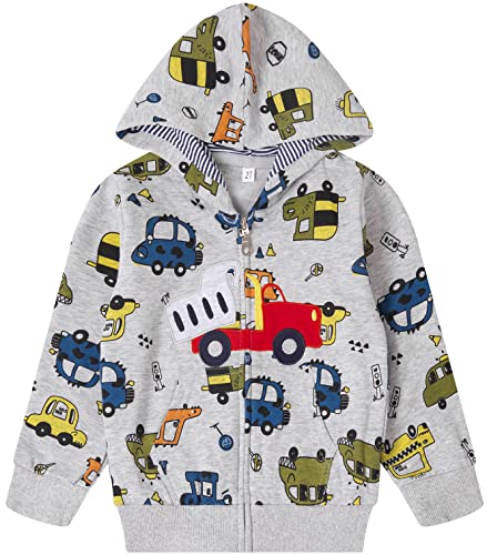 Image of Popshion Boys Toddler Cartoon Dinosaur Hoodies Jacket Cool Long Sleeve Zipper Hooded Sport Sweatshirt Coat for Kids 1-7 Years
