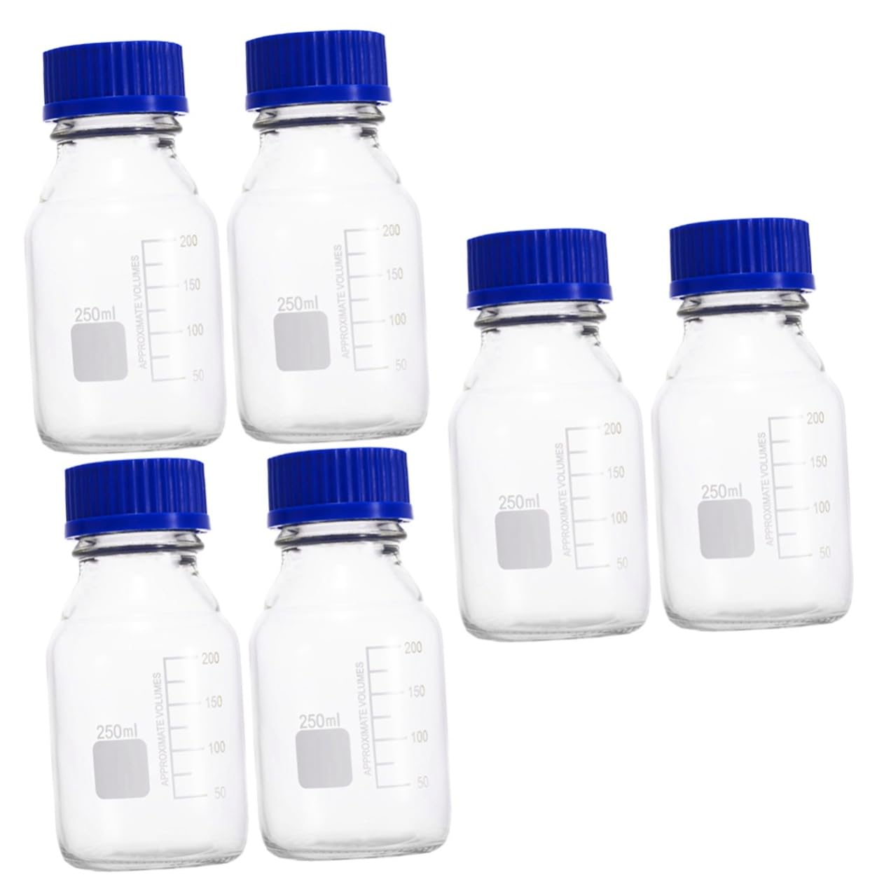 OUNONA 6piezas Frascos De Para Botellas De Almacenamiento Boca Ancha y Líneas De Graduación De Unidades Para Muestras Químicas y Reacciones Entornos Científicos