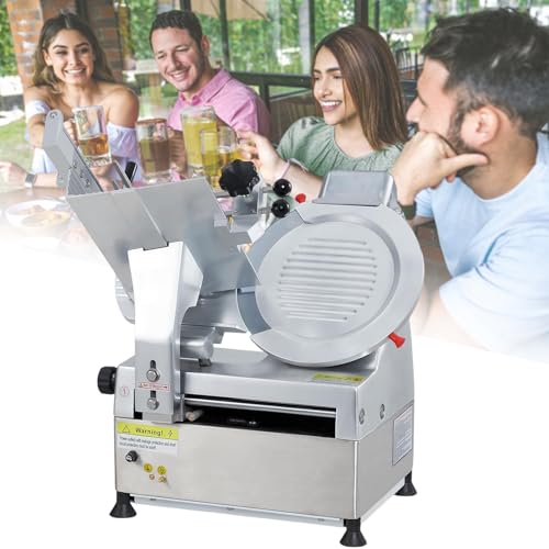 asdchZen Cortadora De Fiambres, Queso Y Jamón, Cortadora Eléctrica De Carne con Cuchilla De Acero Inoxidable De 30 Cm (12 Pulgadas), Cortadora De Carne Comercial para Restaurantes Y Uso Doméstico.