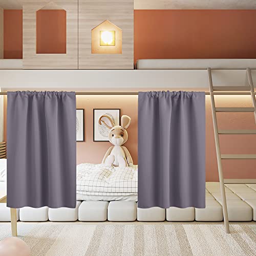 RYB HOME Small Window Curtains for Kitchen, Thermal Insulated Privacy Shades for Bedroom Basement Bathroom Door Half Window Tiers, Width 34 x Length 36 inch, 2 Panels, Greyish Purple