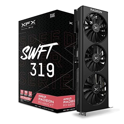 XFX Speedster SWFT 319 AMD Radeon RX 6800 XT CORE Gaming Graphics Card with 16GB GDDR6 HDMI 3xDP, AMD RDNA 2 RX-68XTAQFD9