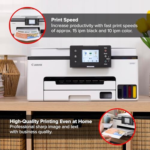 Image of Canon MAXIFY GX1020 MegaTank All-in-One Color Printer for Home Office, Small Business, Reports, Labels and Efficient Wireless Printing (6169C002) + Printer Cable + Cleaning Kit + More (9pc Bundle)