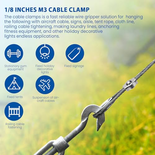 Goalmad GM05 20Pcs 1/8 Inches M3 Stainless Steel Wire Rope Cable Clip Clamp thumb #2