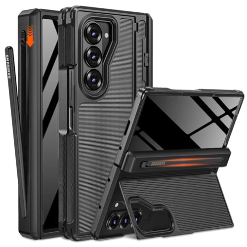 Coque Samsung Z Fold 7 anti-espion avec porte-stylo et protection antichoc intégrée noire