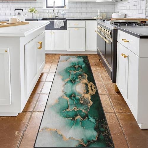 Encuentra la mejor selección de Pintura Lavable para Cocina tabla con los diez mejores. 30 Bribay - Alfombra de corredor, lavable y antideslizante, 2 x 6 pies, pintura de mármol degradado, verde esmeralda, pasillo de cocina, tapete de entrada interior, tapete para...