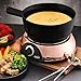 Artestia Swiss Design 2-QT Electric Fondue Pot for Meat, 1500W Ceramic Chocolate Melting Pot with Adjustable Temperature, 6 Fondue Forks, White Ceramic Pot with Rose-Gold Base (Black)