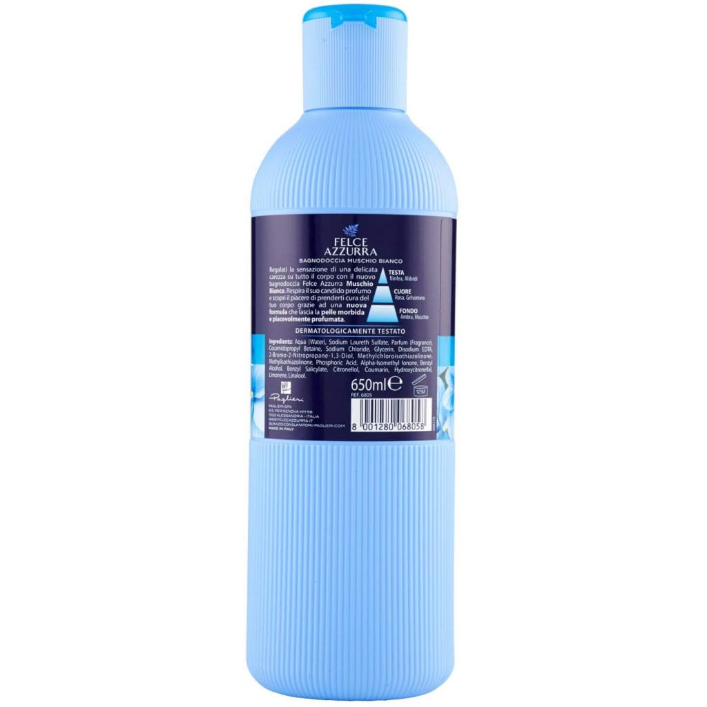 12 panni per il corpo Felce Azzurra Bagnodoccia, muschio bianco, profumo inconfondibile, idrata la pelle 650 ml + portachiavi Beni Culinari