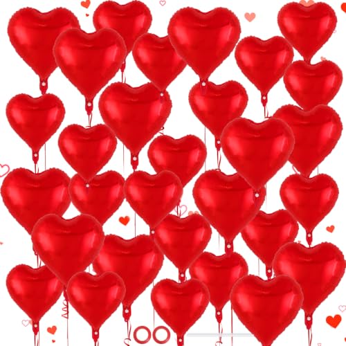 Image of 50 Pcs Red Heart Balloons,5 Inch and 10 Inch Heart Foil Balloons Love Balloon Valentine Balloon for Birthday Party Wedding Engagement Party Baby Shower Valentine Day Decorations