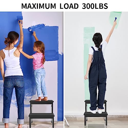 Suqanacy SQ-031 Kids Step Stool Black Stepping Stool 2 Step Stools For Toddlers Bathroom Kitchen Counter Sink Wooden Step Stool Portable Baby Childrens Wood Toddler Foot Bed Step Stool Kids Potty Training Stool thumb #5