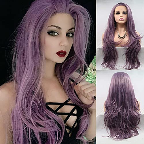 Perruque synthétique violette longue pour masquer les cheveux fins - 2