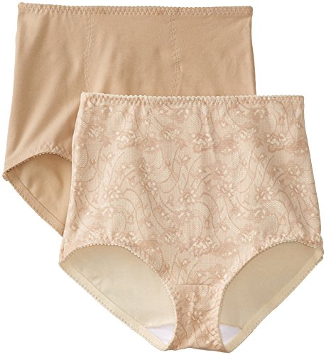 Bali Women's Smoothers Shapewear 2 Pack Cotton Brief with Light Control, Lace Flowers, XX-Large