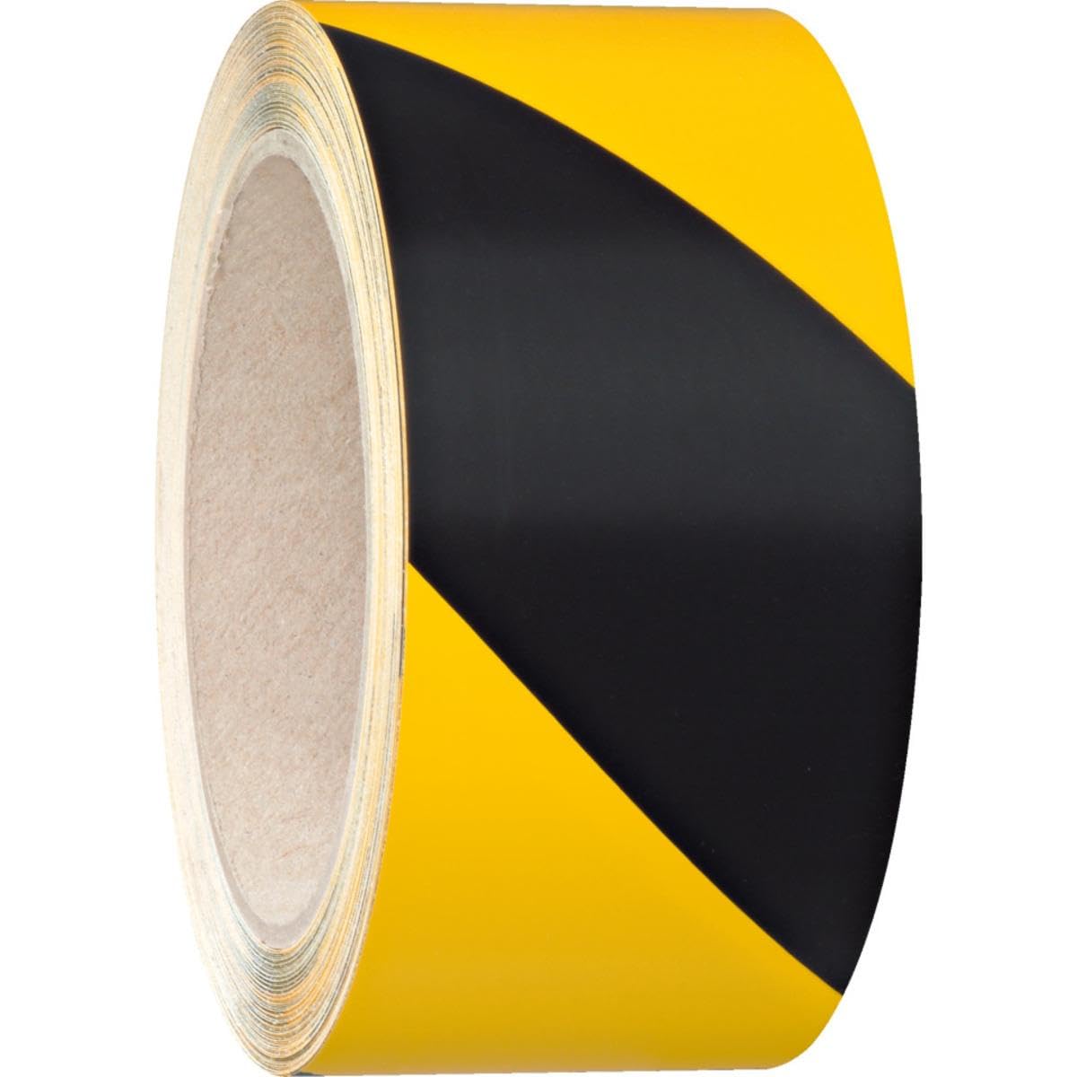 Warnmarkierungsband rechtsweisend, gelb/schwarz, selbstklebende Folie, Format: 100 mm, 33 m/Rolle, ASR A1.3