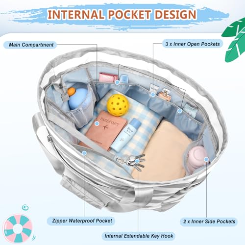 Image of Extra Large Beach Bags for Women Waterproof Sandproof Beach Tote Bag