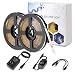 BZONE LED Strip Light - 32.8ft Daylight White Dimmable Flexible SMD2835 600LEDs 6500K Self-Adhesive LED Light Strip Full Set with DC12V 3A UL-Listed Power Supply and Dimmer