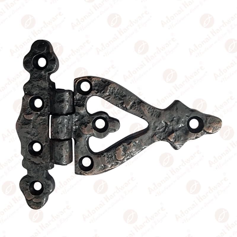 Miniatura 2 de Adonai Hardware Bisagras en T antiguas de hierro fundido antiguo "Alleluia" para armarios de granero, puertas, armarios, cobertizos, ventanas, caja