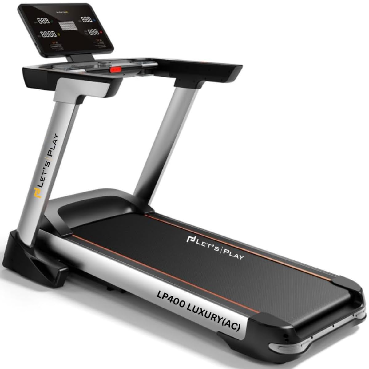 LET’S Play LP-400 Semi-Commercial Luxury Treadmill for Home Gym | 6HP Peak Japanese AC Motor, 16 Workout Programs, 180Kg User Weight, Automatic Incline Foldable Running Machine [5 Year Warranty]