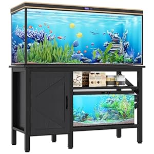 YITAHOME 55-75 Gallon aquarium stand with Power Outlets, Heavy Duty Metal Fish Tank Stand, Cabinet for Fish Tank Accessories Storage suitable for Fish Tank, Turtle Tank, 880LBS Capacity, Black