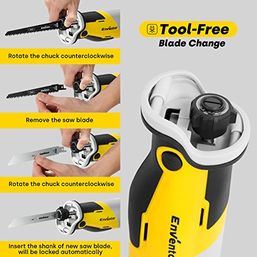 Enventor 20V Brushless Cordless Reciprocating Saw, 2x2.0Ah Battery, 0-3000RPM Variable Speed Electric Saw, 5 Blades, 22mm Stroke Length, Ideal for Wood and Metal Cutting 4 Enventor 20V Brushless Cordless Reciprocating Saw, 2x2.0Ah Battery, 0-3000RPM Variable Speed Electric Saw, 5 Blades, 22mm Stroke Length, Ideal for Wood and Metal Cutting - Image 4