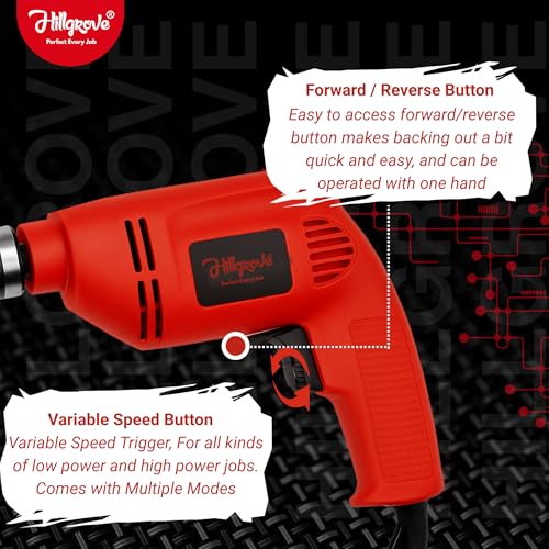 Image of Hillgrove HGCM1386M2 100% Copper Winding 10mm Drill Gun Drilling Machine Kit Set with 4 inchinch Hand Angle Grinder Wall Cutter Grinding Glender Cutting Machine