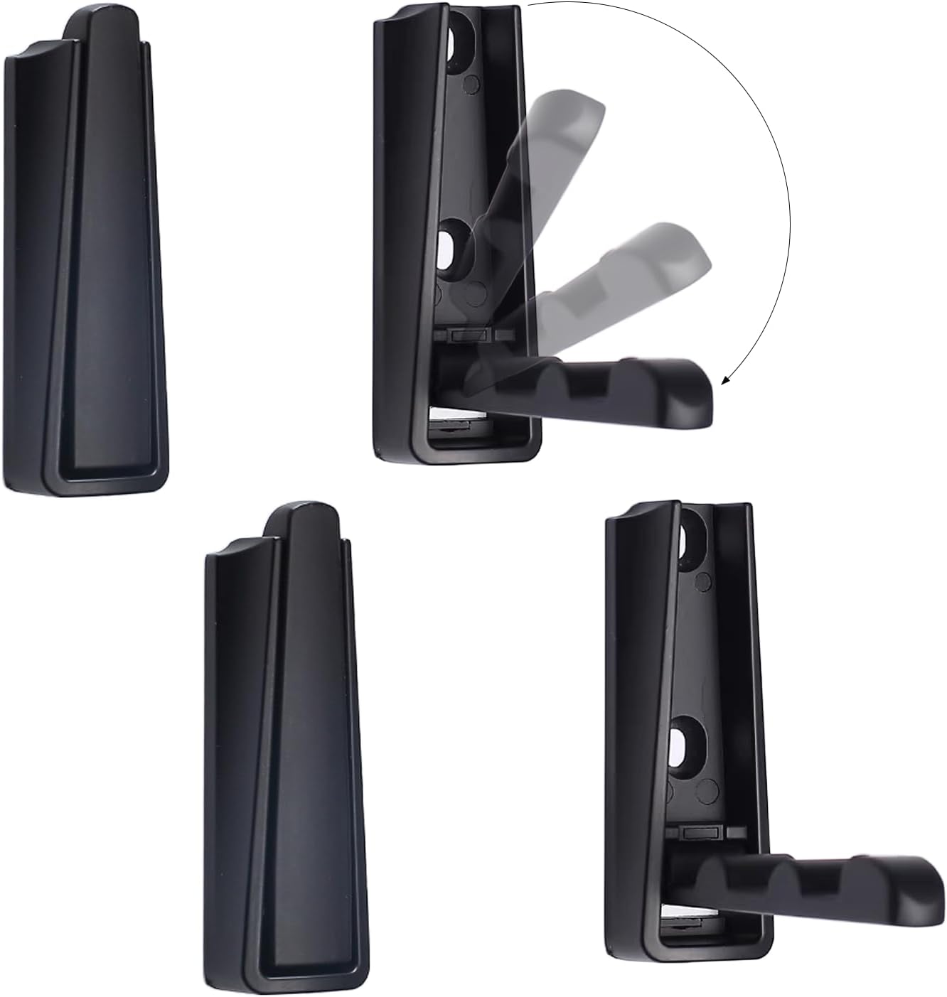 4PCS Folding Coat Hooks, Zinc Alloy Heavy Duty Foldable Hooks Foldable Wall Hooks Coat Hooks Individual for Hanging Coat Clothes Towels Hat Keys Bags(Black)