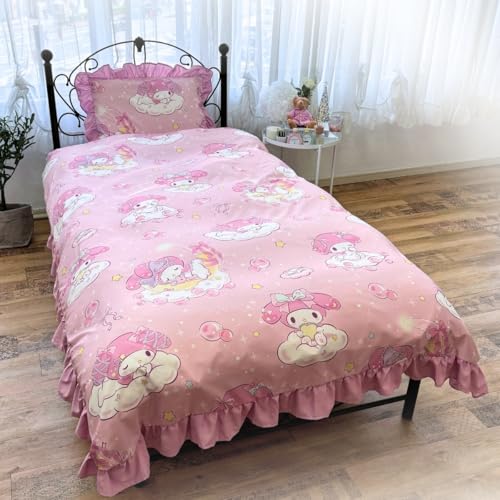 Sanrio My Melody 3 Piece Ruffled Duvet Cover Set, Pillow Shams, Sheets, Duvet Cover, Twin, SB-673-S