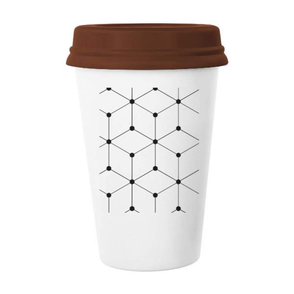 Hexagon Line Art Grain Illustration Pattern Mug Coffee Drinking Glass Pottery Ceramic Cup Lid