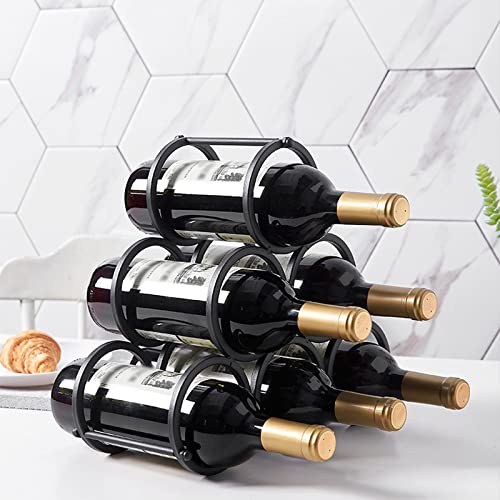 Greensen Wine Rack Bottle Rack Table Shelf Black Wine Bottle Holder Metal Wine Stand Wine Holder Freestanding Shelf for Wine Bottles or Other Drinks 31 X 31 X 14.5 Cm (Black) - Image 2
