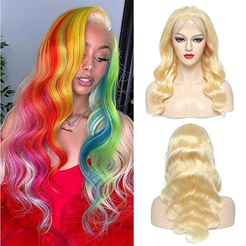 613 Blonde Lace Front Wig Human Hair 13x4 HD Lace Front Wigs Human Hair Body Wave 22Inch Pre Plucked with Baby Hair 150% Density Brazilian Lace Frontal Human Hair Wigs for Women (22Inch)