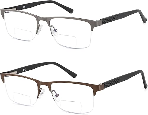 Kafirlo Gafas de lectura bifocales de media montura para hombre con bloqueo de luz azul lector de computadora con tapa transparente sin montura disponible en Yaxa Colombia