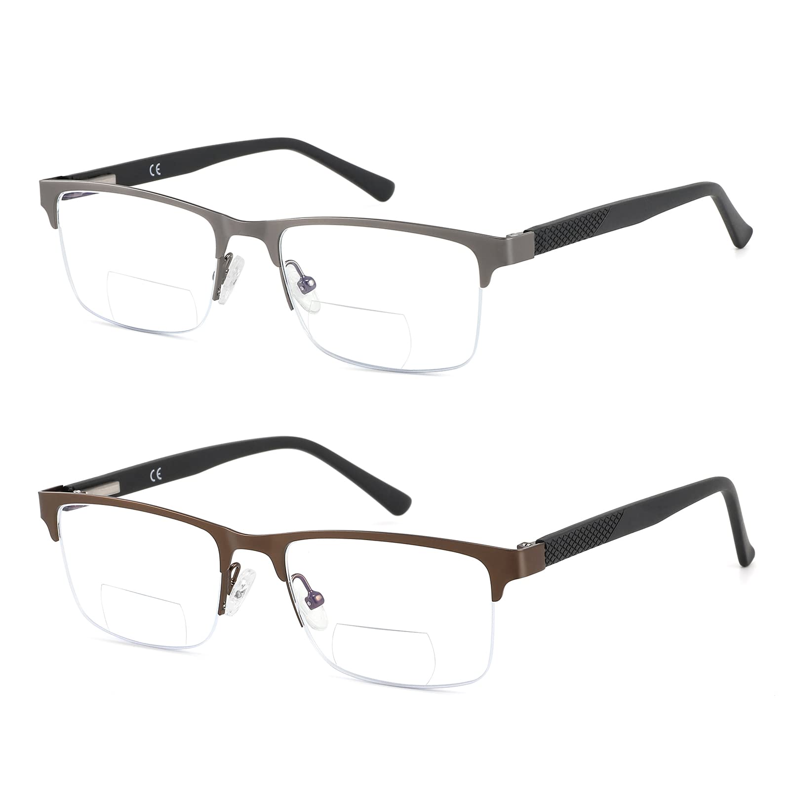 Bifocal No Line Progressive Multifocus Reading Glasses Men Multifocal Reader Blue Light Computer Metal Frame Eyeglass