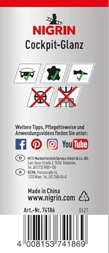 NIGRIN Cockpit-Glanz Silikonschwamm, schnelle und einfache Pflege, bringt frischen Glanz, 1 Stück, Schwarz