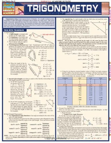 trigonometry spark chart - Trigonometry (Quickstudy Reference Guides - Academic)