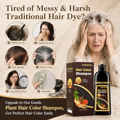 Hair Dye Shampoo 3 en 1, color cereza marrón 16.9 Fl Oz miniatura 3