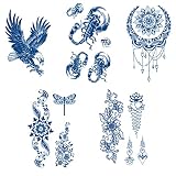 5 Sheets Scorpion Eagle Semi Permanent Waterproof Temporary Tattoos Small Colorful Animal Body Art R