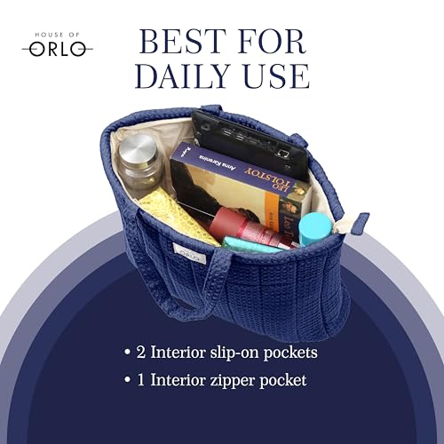 Image of Premium Cotton Waffle Quilted Tote Bag, Large Spacious Handbag for College, Office, Work, Travel, Shopping & Daily Use
