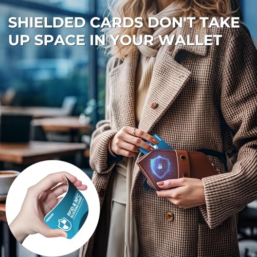 Image of NEW RFID Blocking Card, 2 Pack Fuss Protection for Entire Wallet Shield, Credit Card Protector NFC Bank Debit Blocker, Identity Theft Prevention for Passport Travel Security (2, Blue)