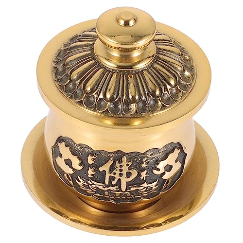 MAGICLULU Coppa Offerta in Rame Per Acqua Santa Contenitore Tradizionale Per Altare Buddista Con Decorazione Incisa Ciotola Di Meditazione Spirituale Piccola Versione Religiosa